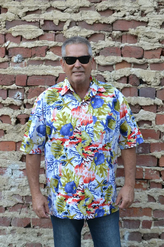 Crazy Savings Tropical Coral and Fish Button Down Shirt