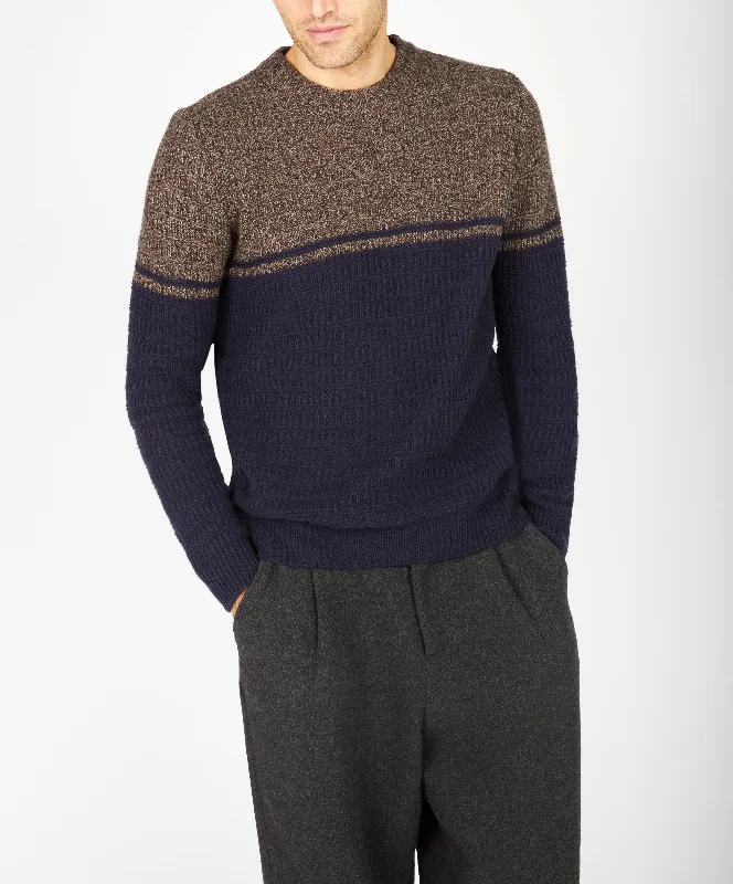 Price Cut Irish - Colour Block Crew Neck - Shadow Marl/Midnight