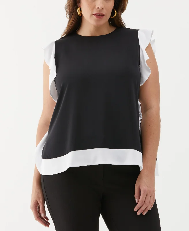 Stock Clearance Plus Size Flounce Trim Blouse