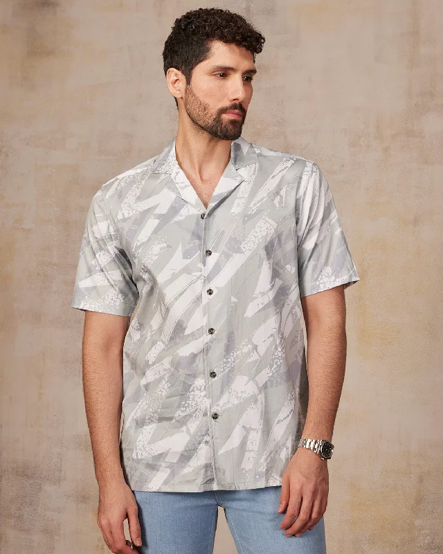 Weekend Deals That Spark Brushstroke Printed Shirt - Green