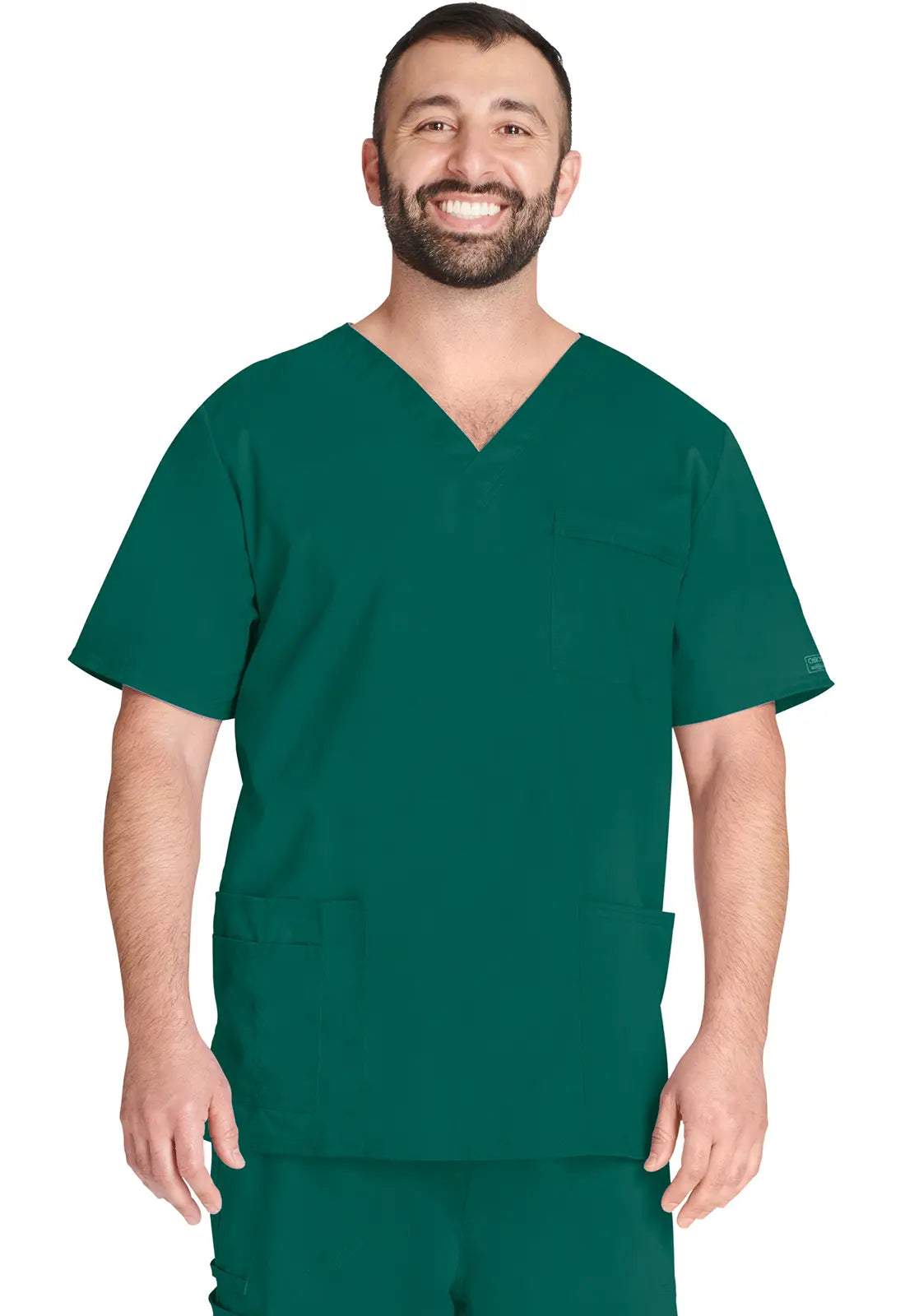 Amazing Value Cherokee Unisex 4-pocket V-Neck Top - Hunter Green