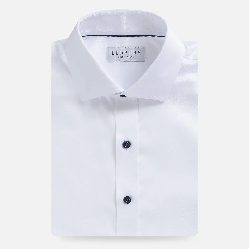 Weekend Deal The White Sanders Non Iron Fine Twill with Navy Buttons Custom Shirt