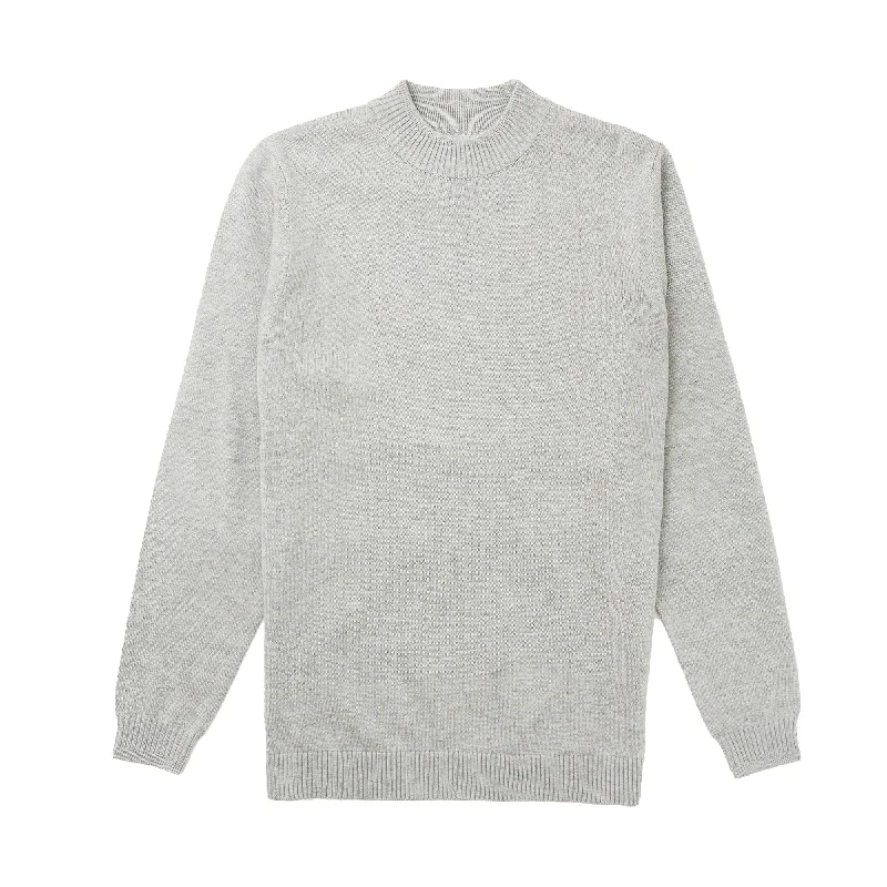 Low Cost Long Sleeve Mock Neck Sweater by Lorenzo Franco - Light Grey
