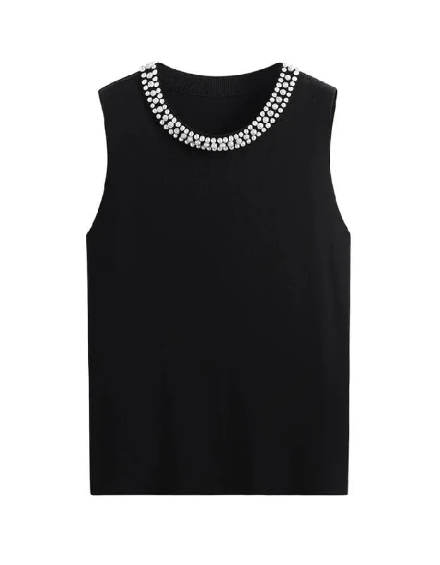 Weekend Deals That Wow Beaded Round Neck Knit Top