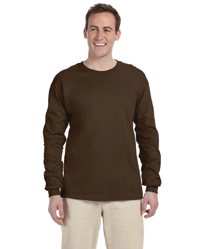 Hurry Up Fruit of the Loom Lightweight Long Sleeve T-Shirt | Chocolate