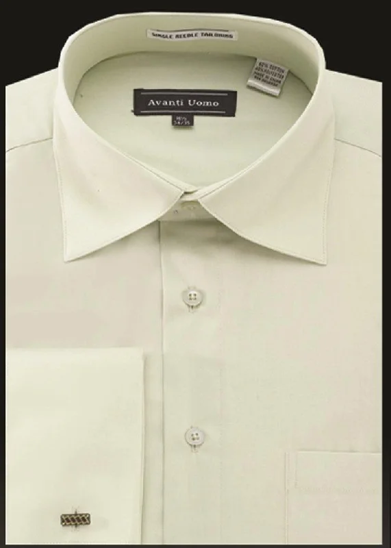 Huge Savings Men's French Cuff Dress Shirt Spread Collar- Color Sage