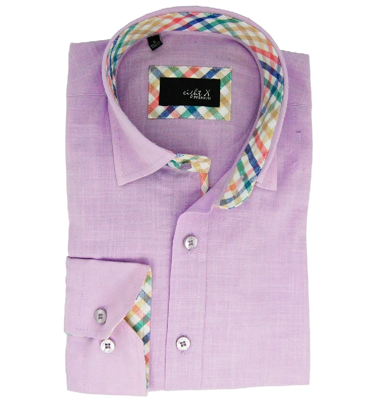 Amazing Deals Solid Lilac Modern Fit Cotton Dress Shirt