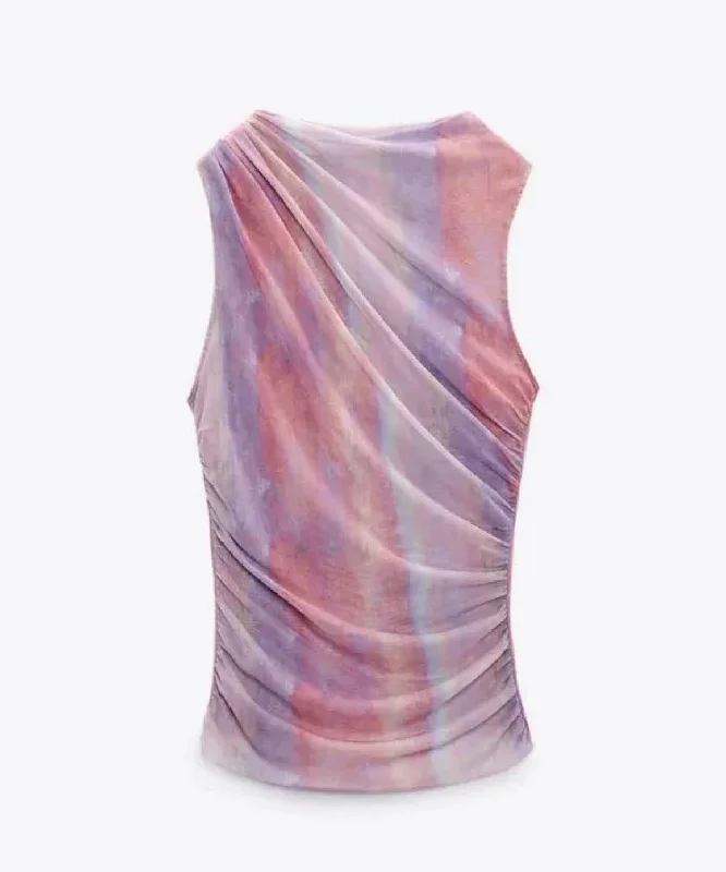 Major Deal Mesh Ombré Sleeveless Top In Pink