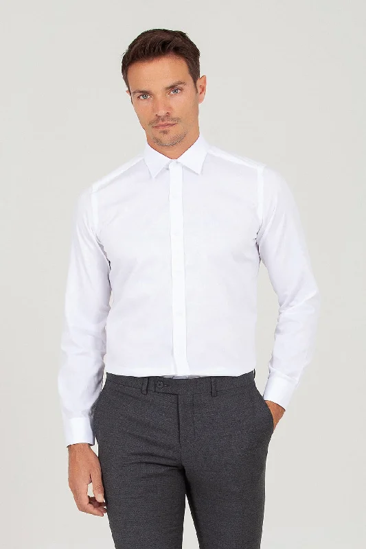 Reduced Prices Slim Fit 100% Cotton White Dress Shirt
