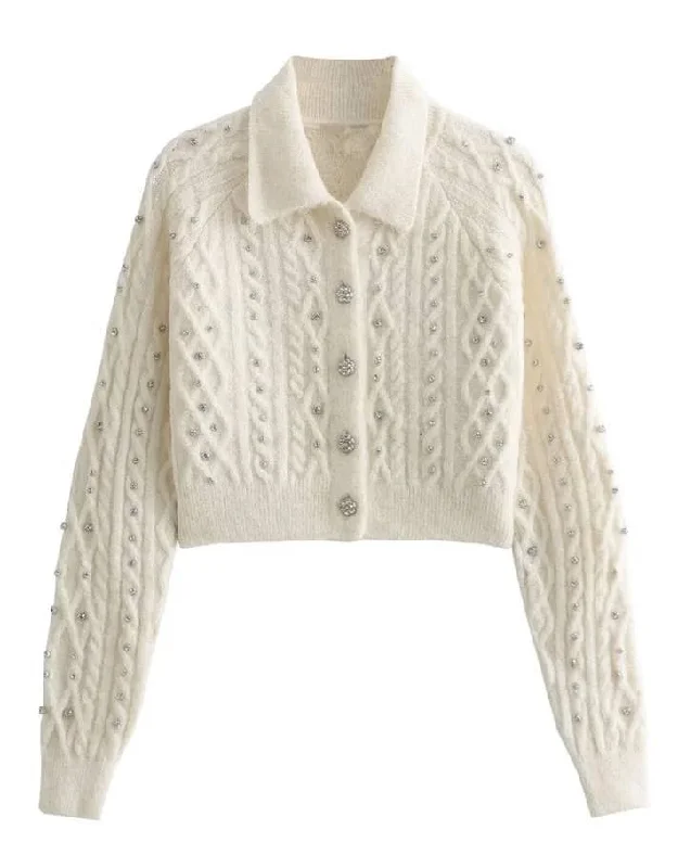 Weekend Discounts to Snag Crystal Beaded Cropped Sweater