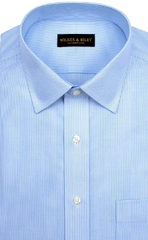Don't Wait Tailored Fit Blue Stripe Spread Collar Supima® Cotton Non-Iron Twill Dress Shirt Don't Wait Tailored Fit Blue Stripe Spread Collar Supima® Cotton Non-Iron Twill Dress Shirt