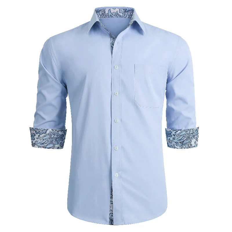 Lowest Price Men's Light Blue Dress Shirt with Pocket - LIGHT BLUE
