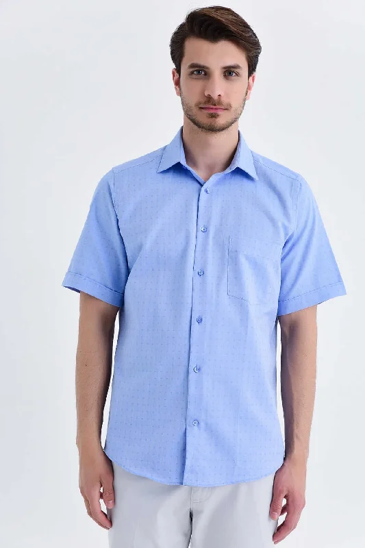 Discount Extravaganza Regular Fit Light Blue Cotton Dress Shirt