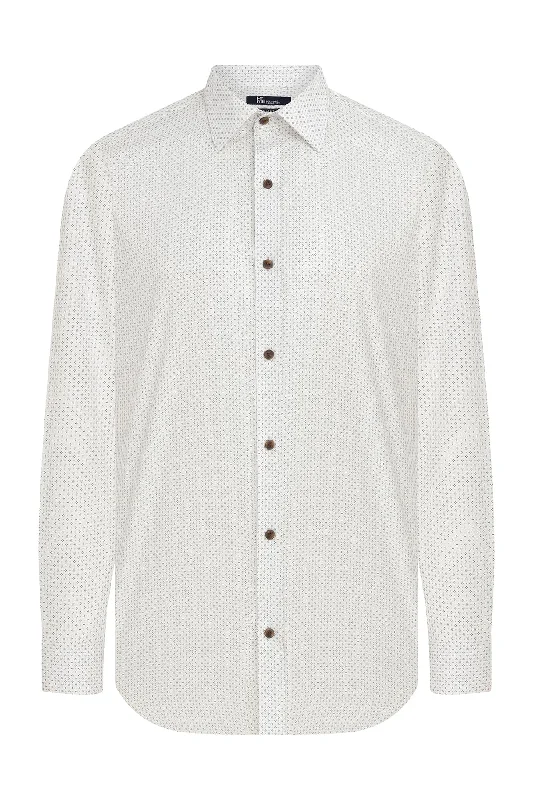 The Best Prices Slim Fit Long Sleeve Printed Cotton Brown Casual Shirt