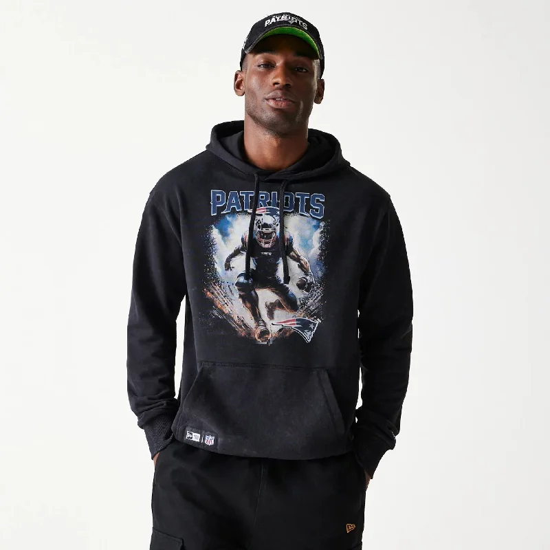Blowout Sale New England Patriots NFL Games Premium Apparel Black Oversized Pullover Hoodie