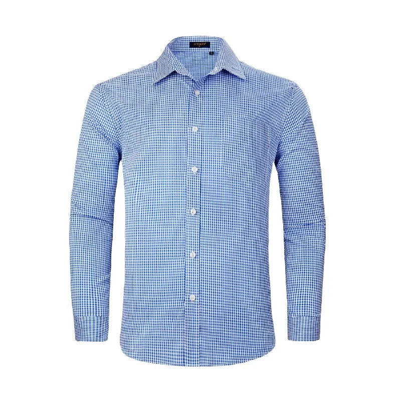 Limited Stock Men's Casual Long Sleeve Plaid Shirt - BLUE