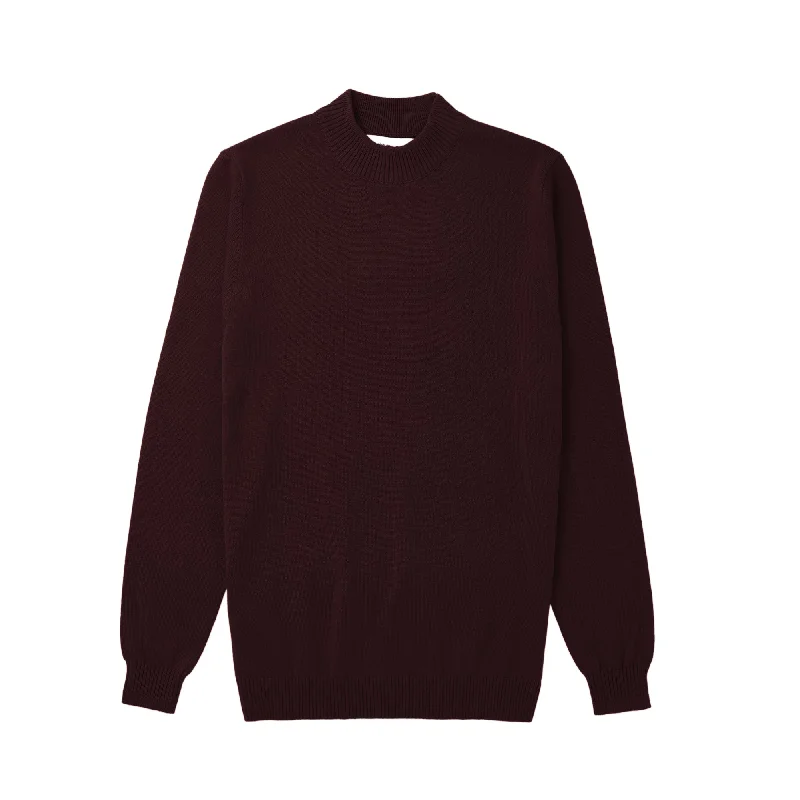 Pay Less Long Sleeve Mock Neck Sweater by Lorenzo Franco - Burgundy