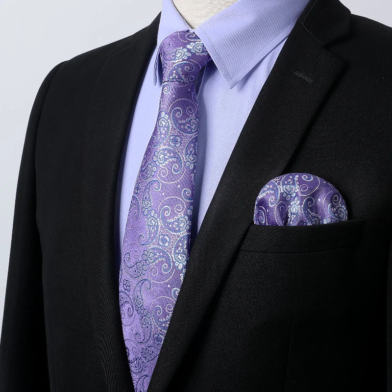 Early Access Men's Shirt with Tie Handkerchief Set - 05-LAVENDER