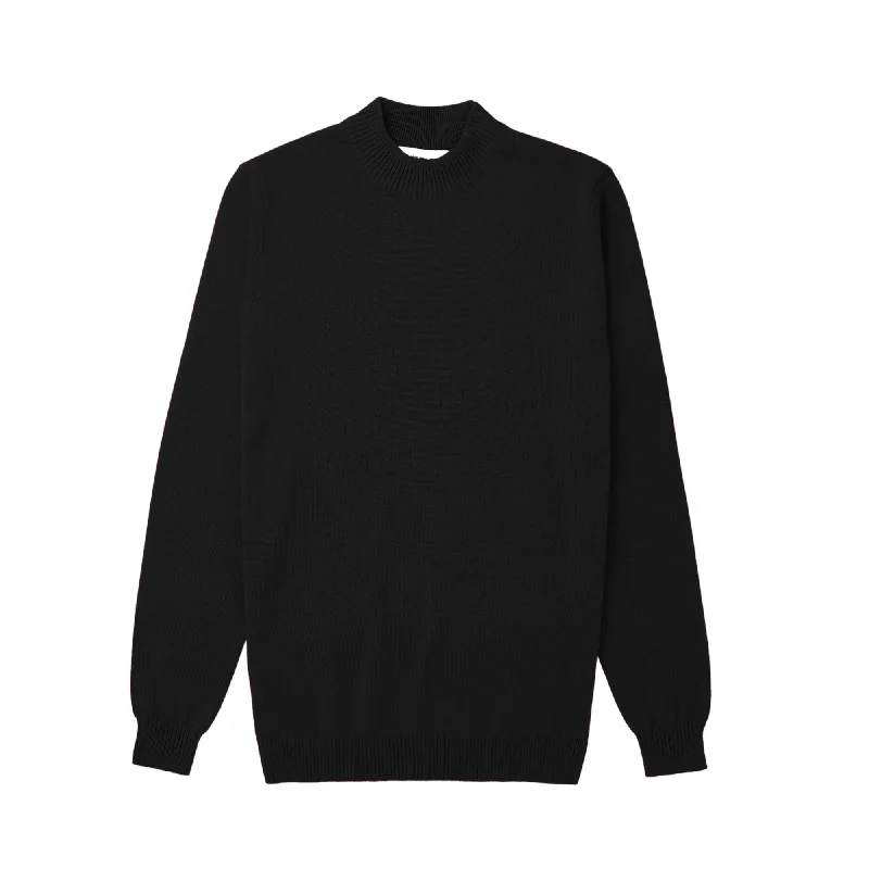 Flash Deal Long Sleeve Mock Neck Sweater by Lorenzo Franco - Black
