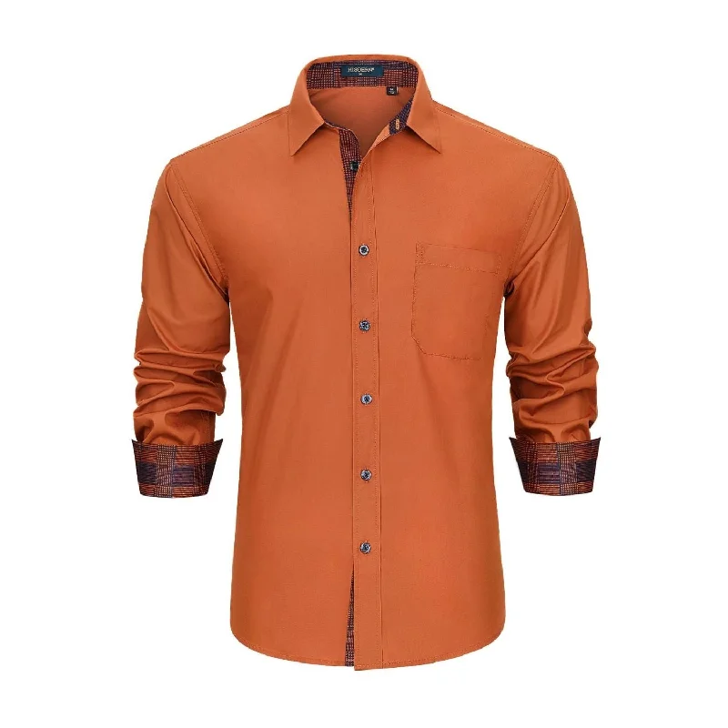 Weekend Savings Bonanza Men's Patchwork Dress Shirt with Pocket - ORANGE