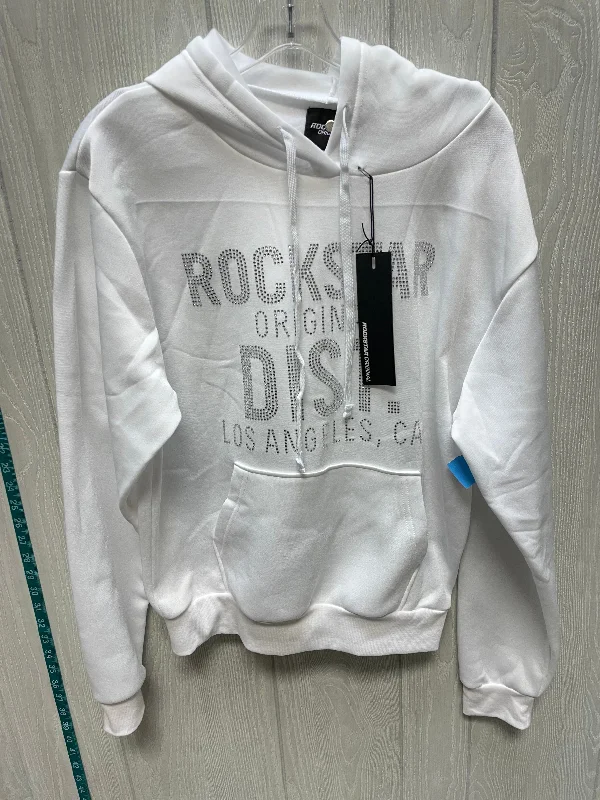 Weekend Offers That Delight Sweatshirt Hoodie By ROCKSTAR In Silver & White, Size: L