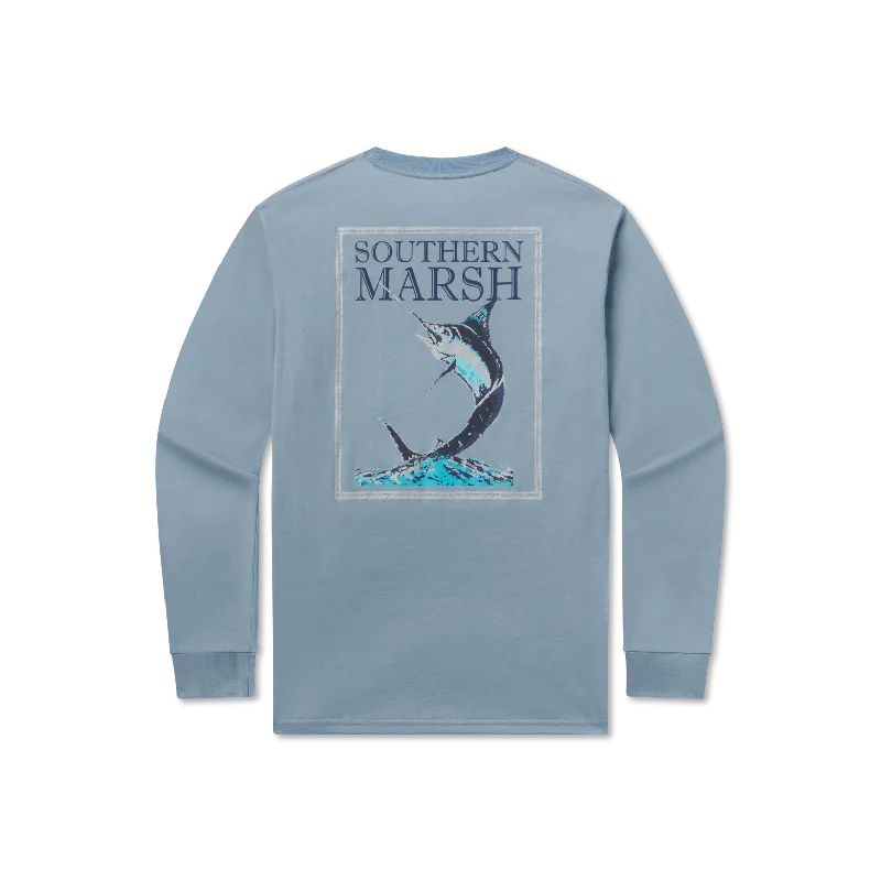 Huge Discounts Blue Marlin Fishing Tee - Long Sleeve