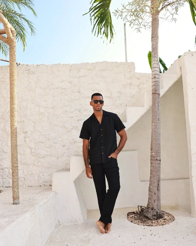 Weekend Discounts to Enjoy The Mykonos - Black Linen Vacation Pants