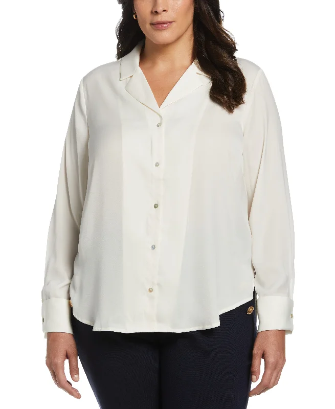 Weekend Wonders Await! Plus Size Notch Collar Blouse