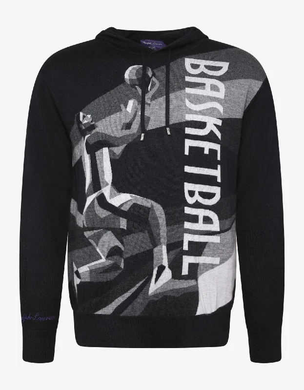 Exclusive Savings Ralph Lauren RLX Black Basketball Graphic Cashmere Hoodie