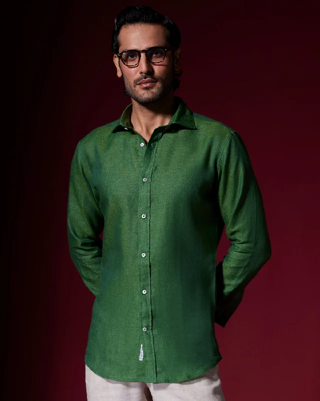 Lowest Prices 100% Linen Shirt - Green