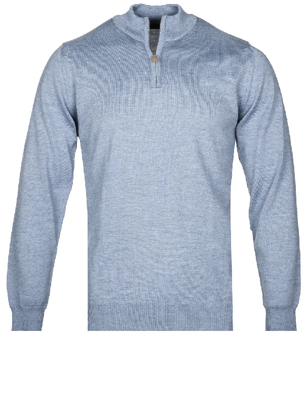 Holiday Sale Half Zip aus Merinowolle Hellblau