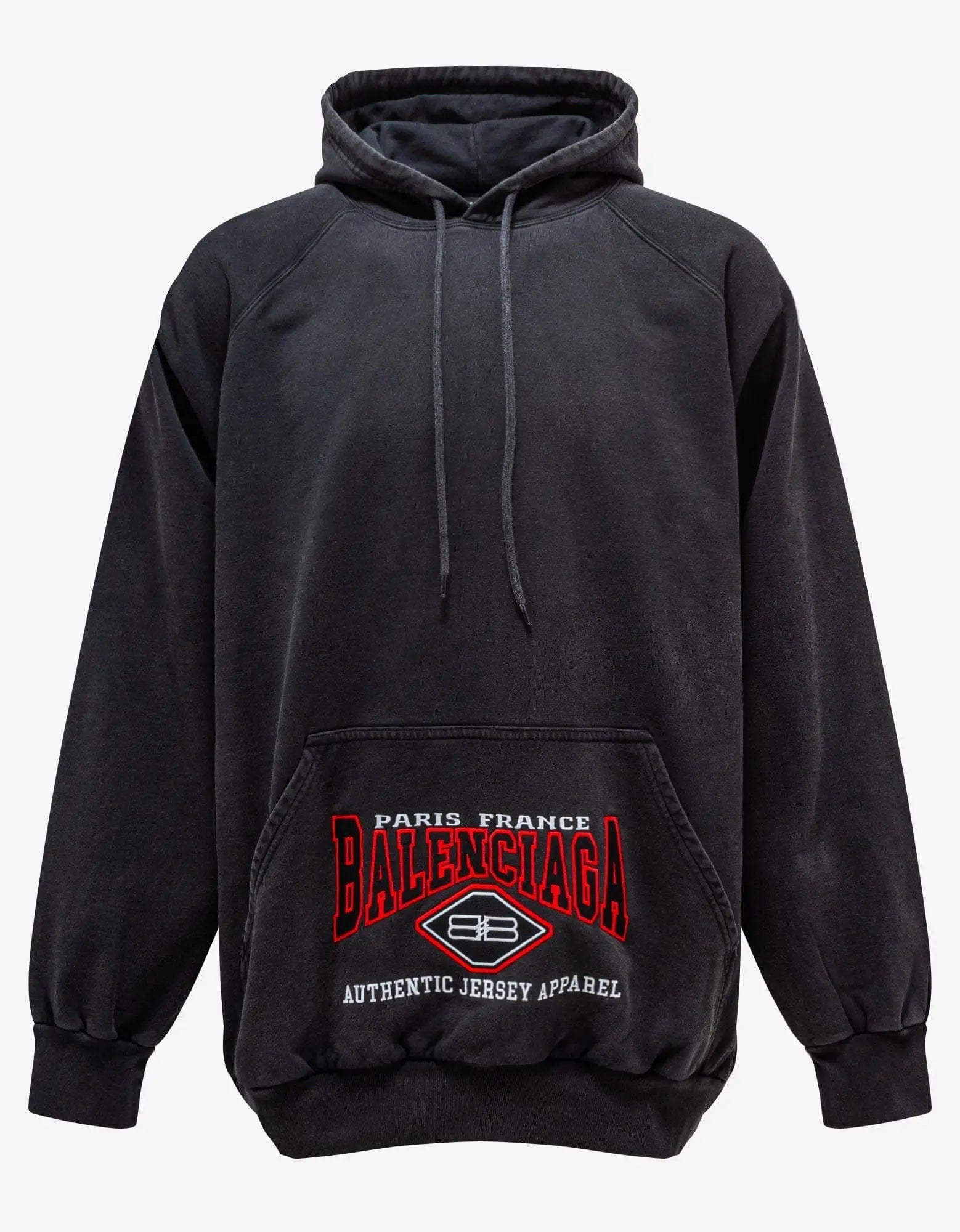 Year-End Sale Balenciaga Wash Black Logo Embroidery Oversized Hoodie
