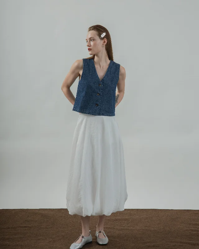 Quick Sale V Neck Sleeveless Denim Vest (Denim)