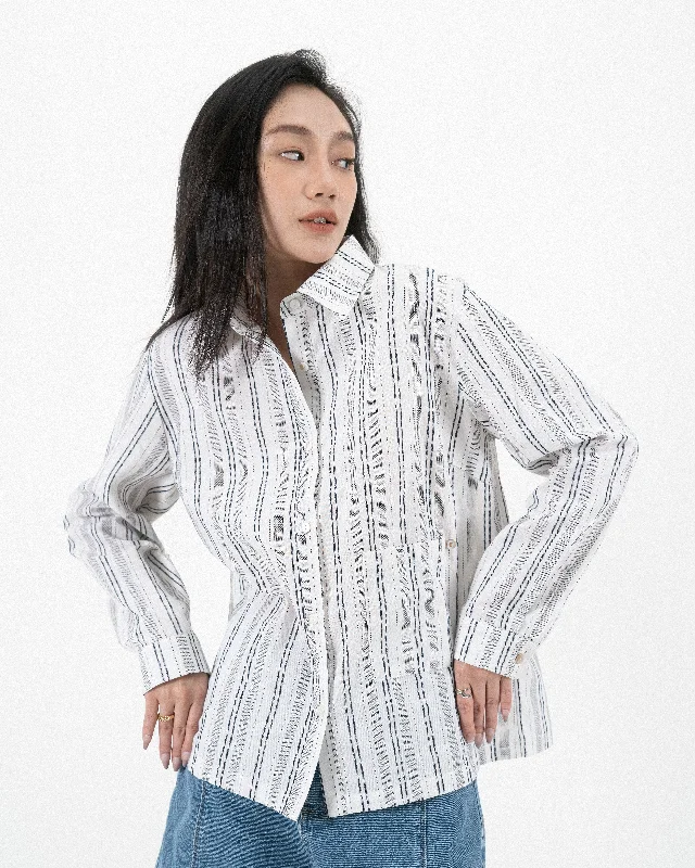Super Bargain Multi-Wear Striped Oversize Pocket Shirt (Striped)