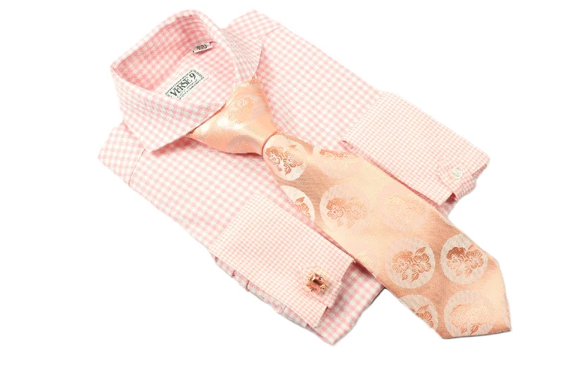 Friends and Family Sale Spread Collar | Pink Check | French Cuff Shirt