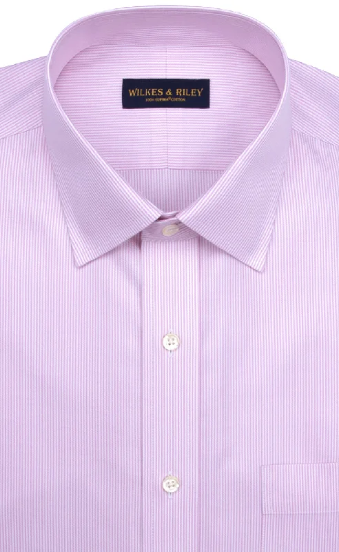 Mega Sale Tailored Fit Pink Stripe Spread Collar Supima® Cotton Non-Iron Twill Dress Shirt