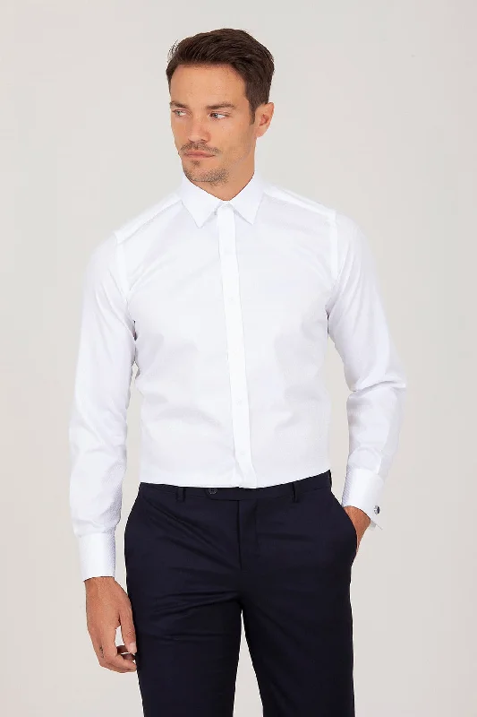 Lowest Price Slim Fit French Cuff White Dress Shirt