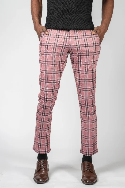 Year-End Sale Luxury 4 Way Stretch Plaid Pant - Pink