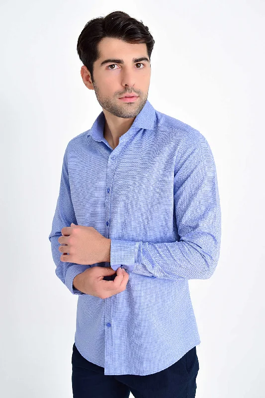 Super Savings Slim Fit 100% Cotton Light Navy Dress Shirt