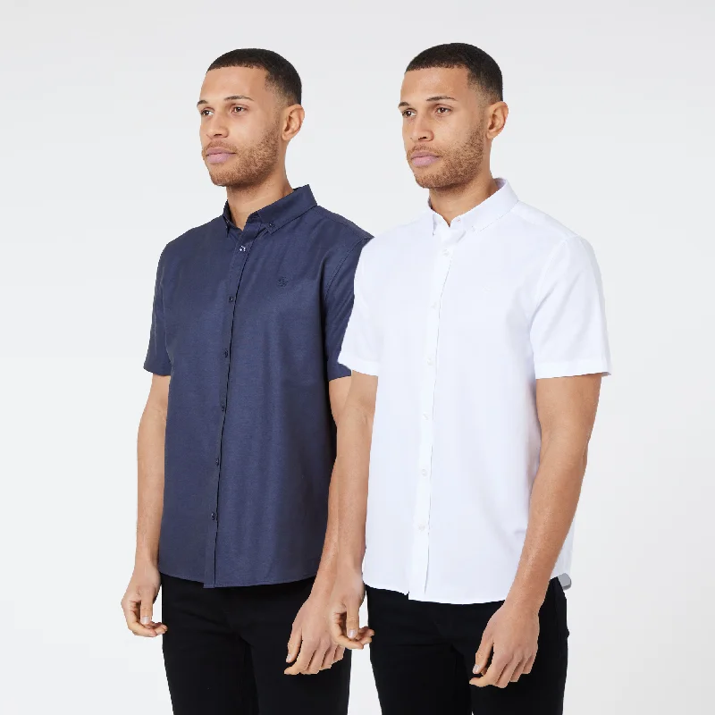 Savings Spectacular 2-Pack Short Sleeve Oxford Shirt | Navy/White