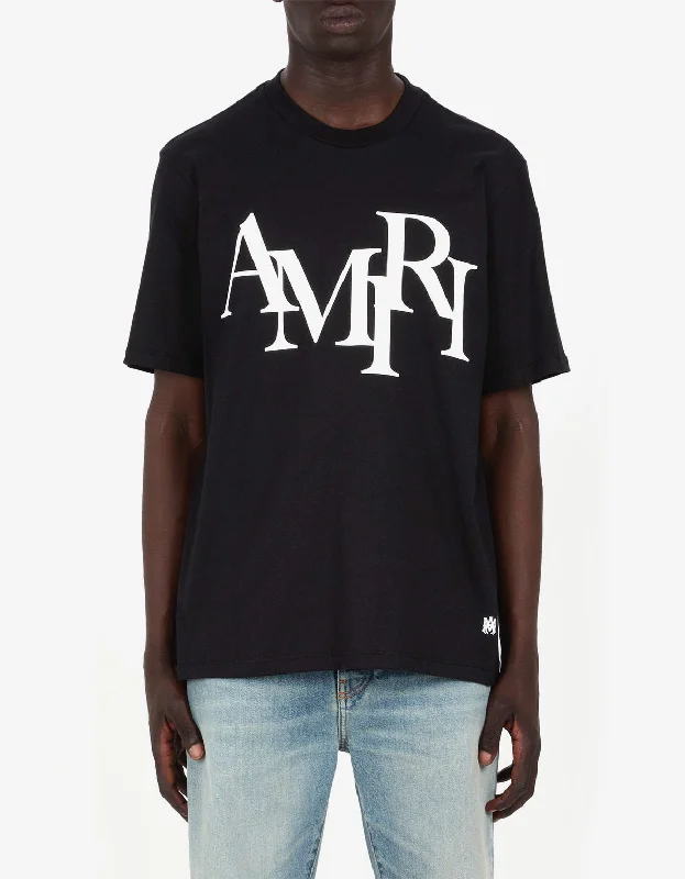 Midnight Madness Amiri Black Staggered Logo T-Shirt