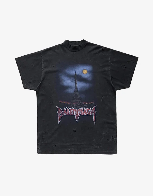 Savings Galore Balenciaga Black Paris Moon Oversized Fit T-Shirt