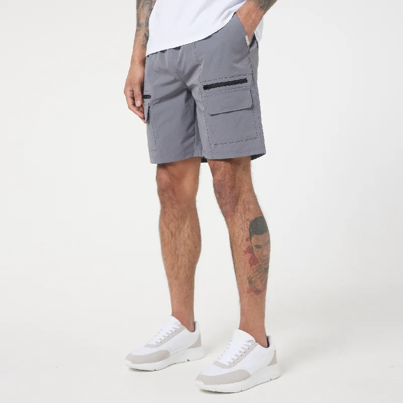 Epic Deals Bi Stretch Poly Zip Utility Short | Charcoal