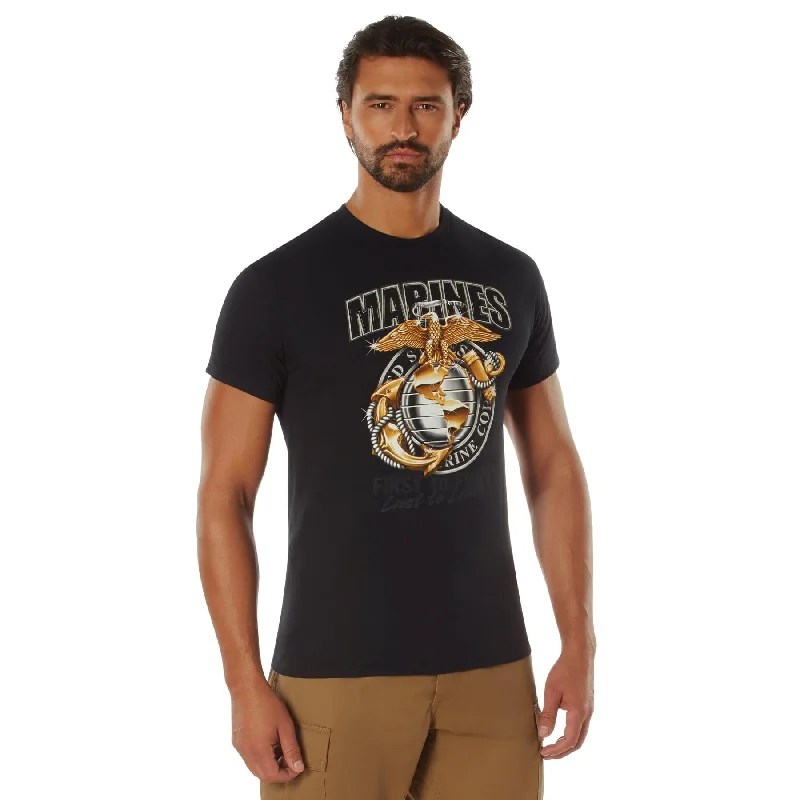 Take Action Marines-Black Ink First To Fight T-Shirt