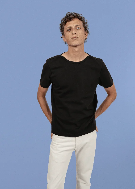Final Clearance Epaule Tattoo cotton t-shirt - SAINT JAMES DAHO (NOIR)