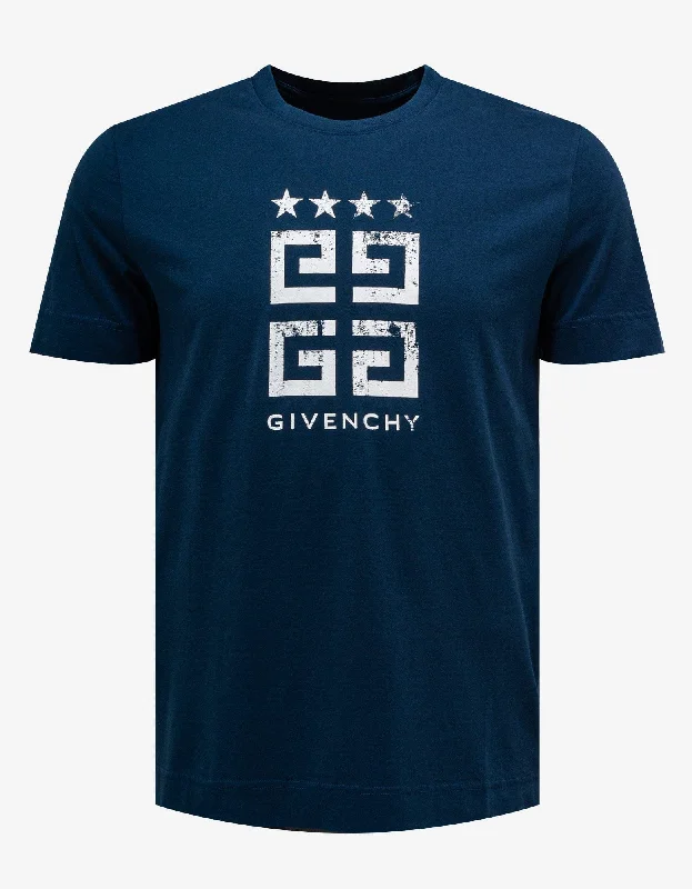 Deep Discounts Givenchy Blue 4G Stars T-Shirt