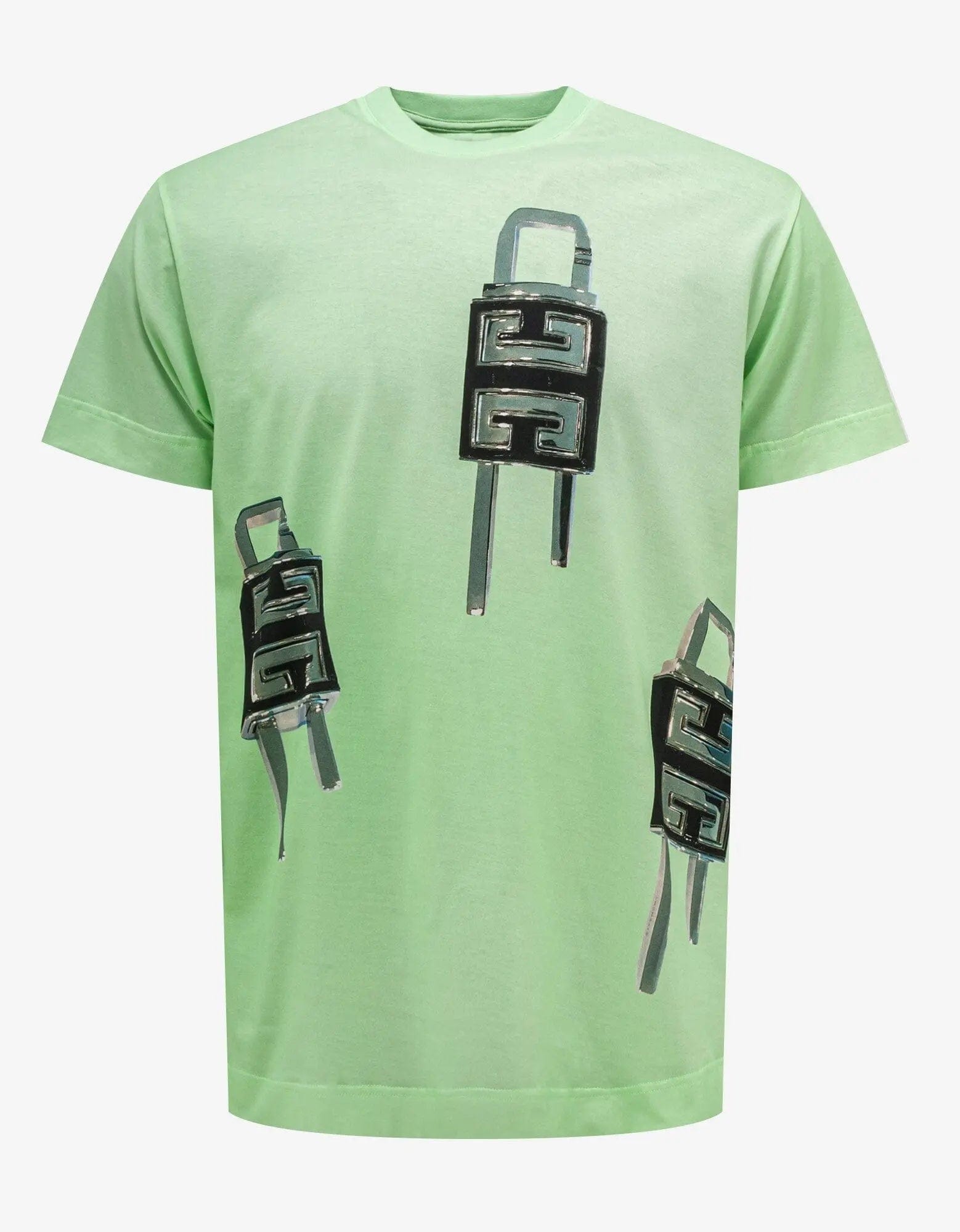 Closeout Sale Givenchy Green 4G Padlock Print T-Shirt