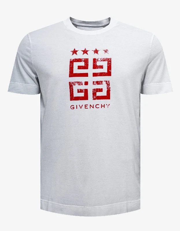 Best Seller Givenchy White 4G Stars T-Shirt
