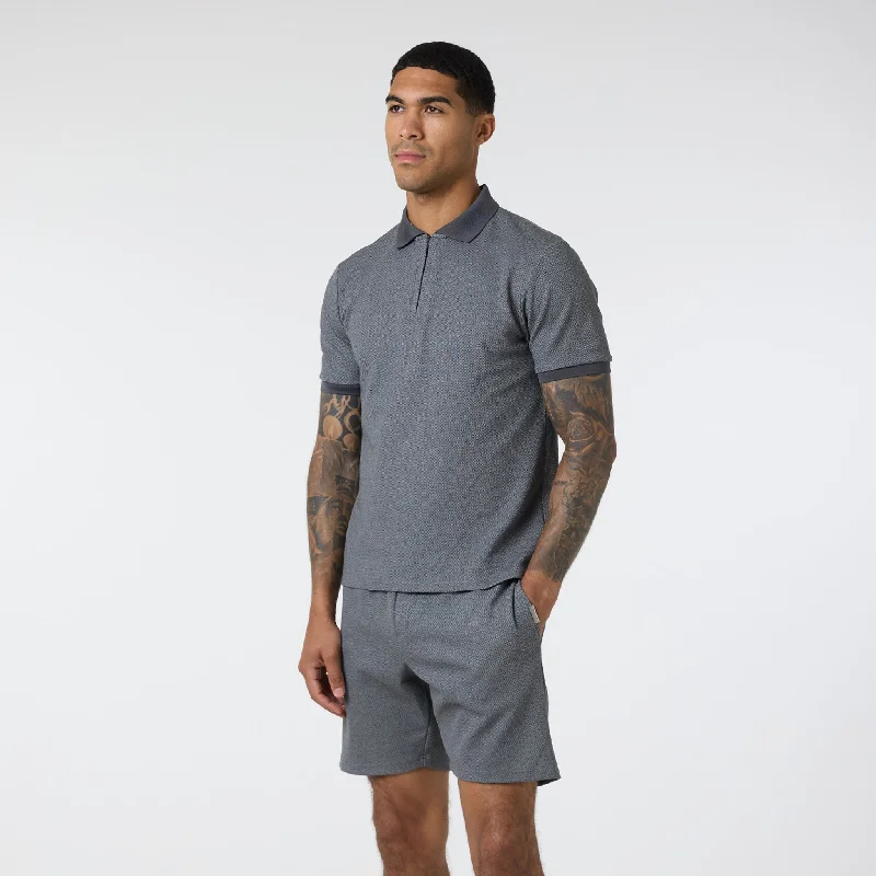 Price Cut Jacquard Polo Twinset | Charcoal