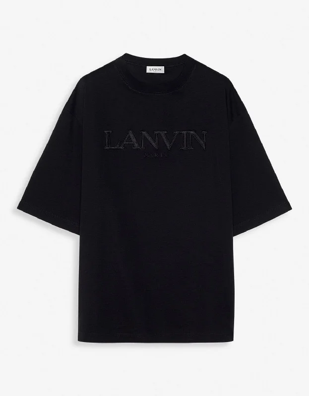 Holiday Sale Lanvin Black Logo Embroidered Oversized T-Shirt